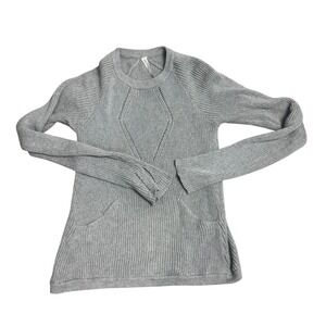 Lululemon Cotton‎ Knit Sweater Pullover Thumb Holes Pockets Gray Size 8